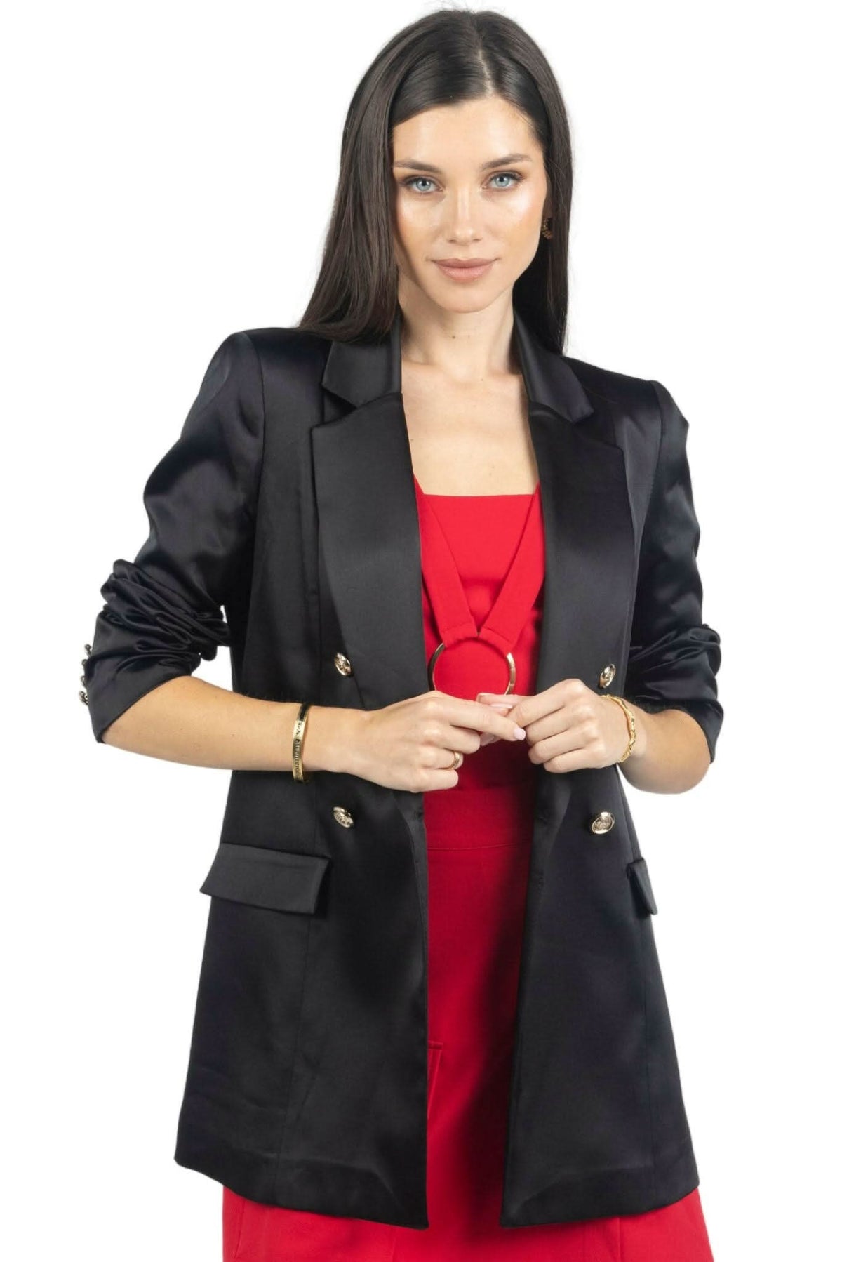 Tania Women Blazer with Gold Color Buttons Akalia
