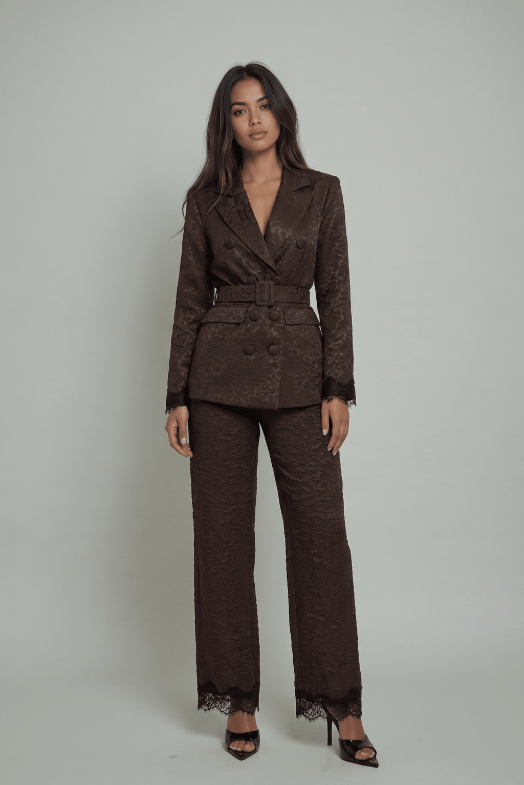The Maison Jacquard Belted Blazer Akalia