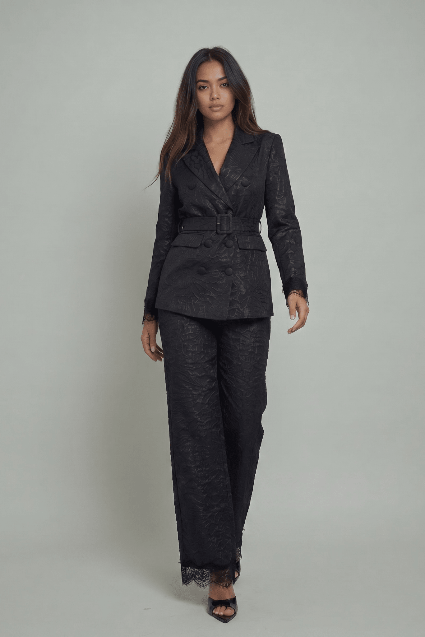The Maison Jacquard Belted Blazer Akalia