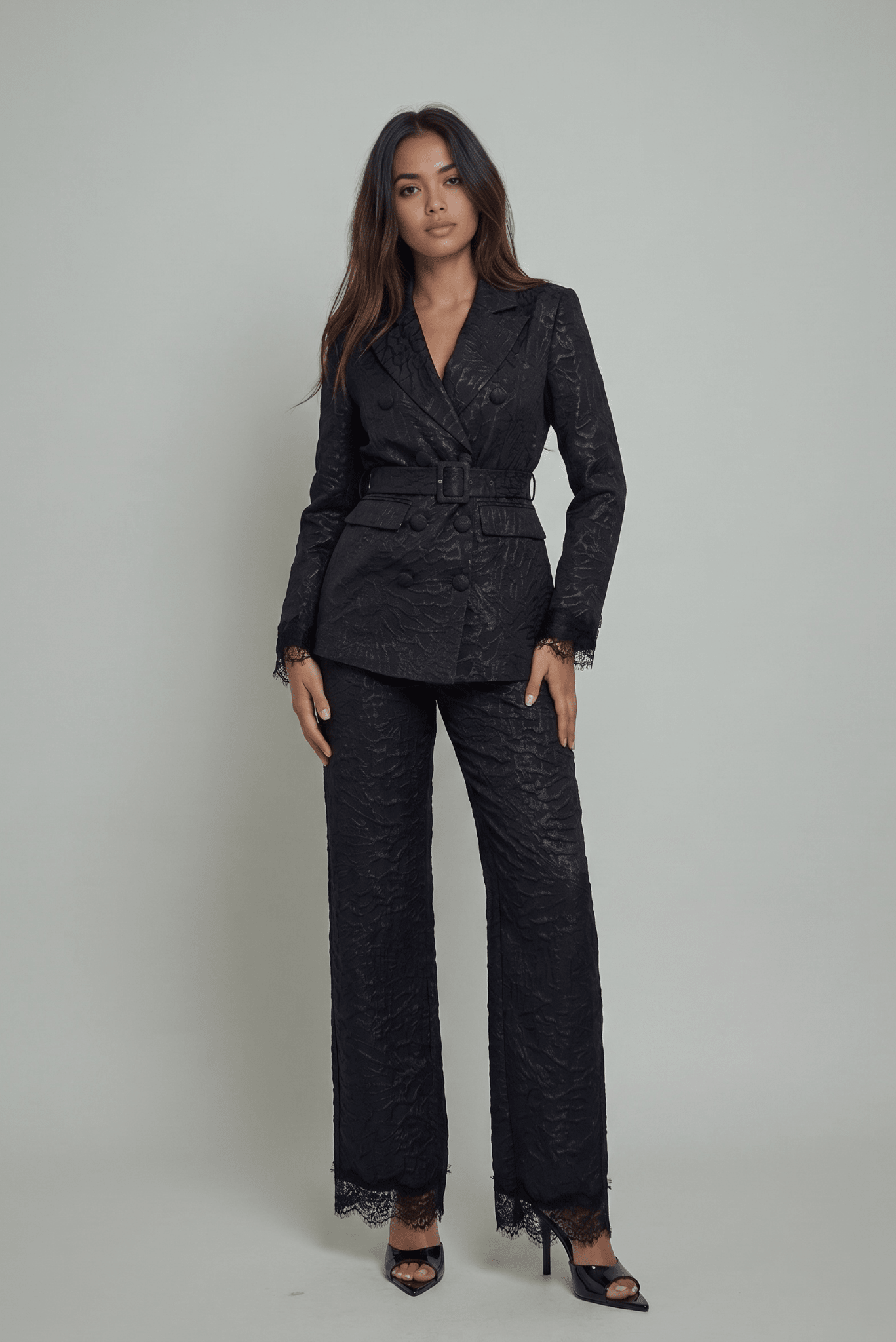 The Maison Jacquard Lace-Trim Trousers Akalia