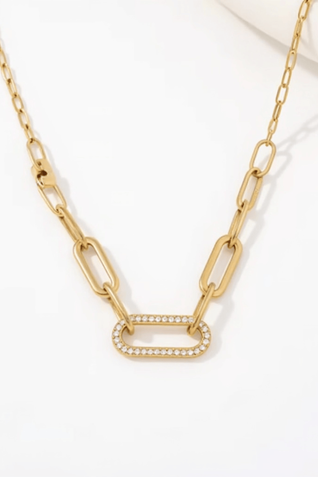 Waterproof 18K Gold and Diamond Maillon Link Necklace Akalia