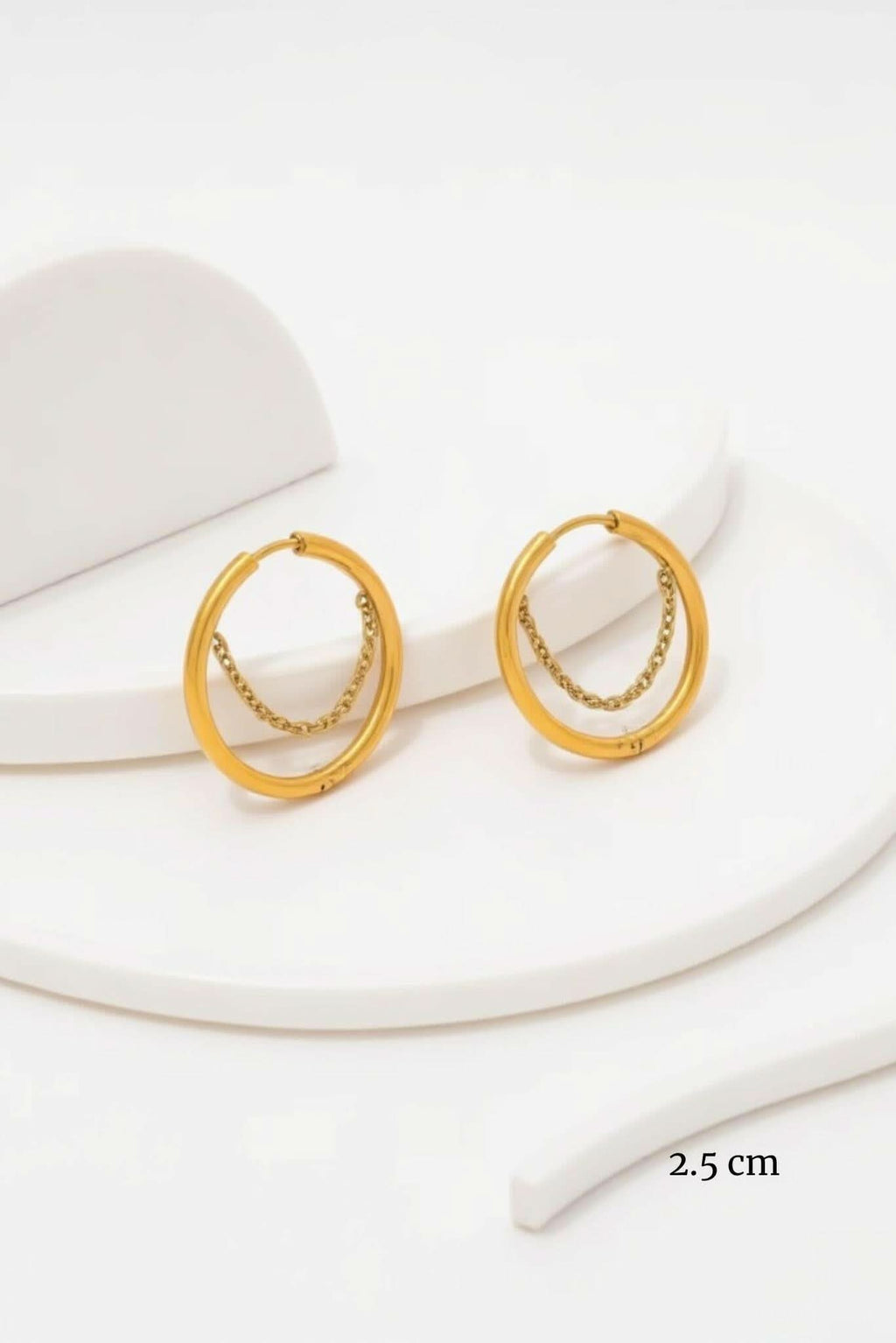 Waterproof Gold Chain Swing Hoop Earrings Akalia