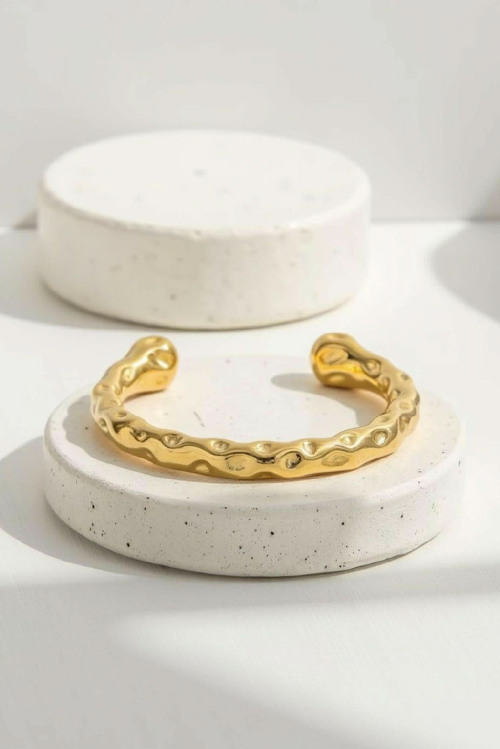 Waterproof Textured Gold Cuff Bracelet Akalia