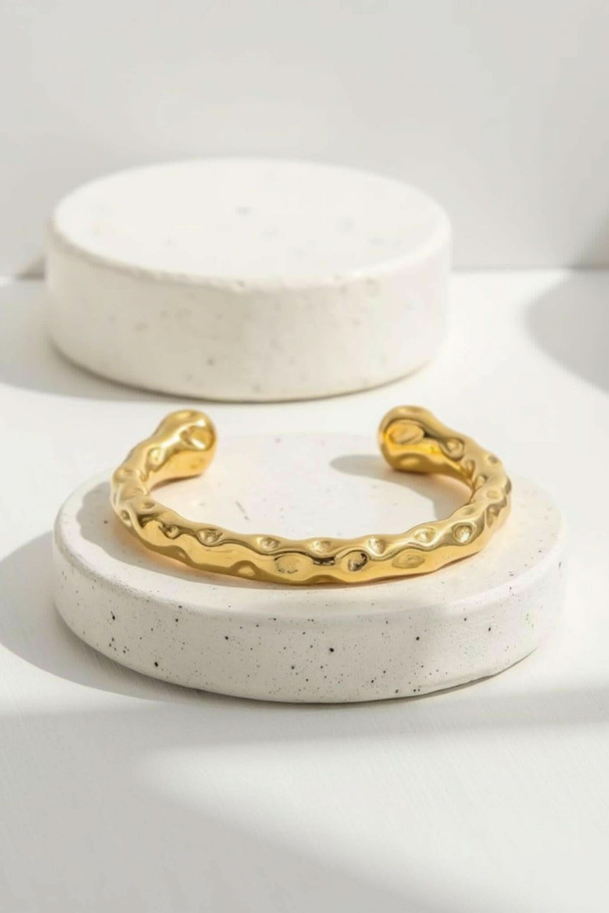 Waterproof Textured Gold Cuff Bracelet Akalia