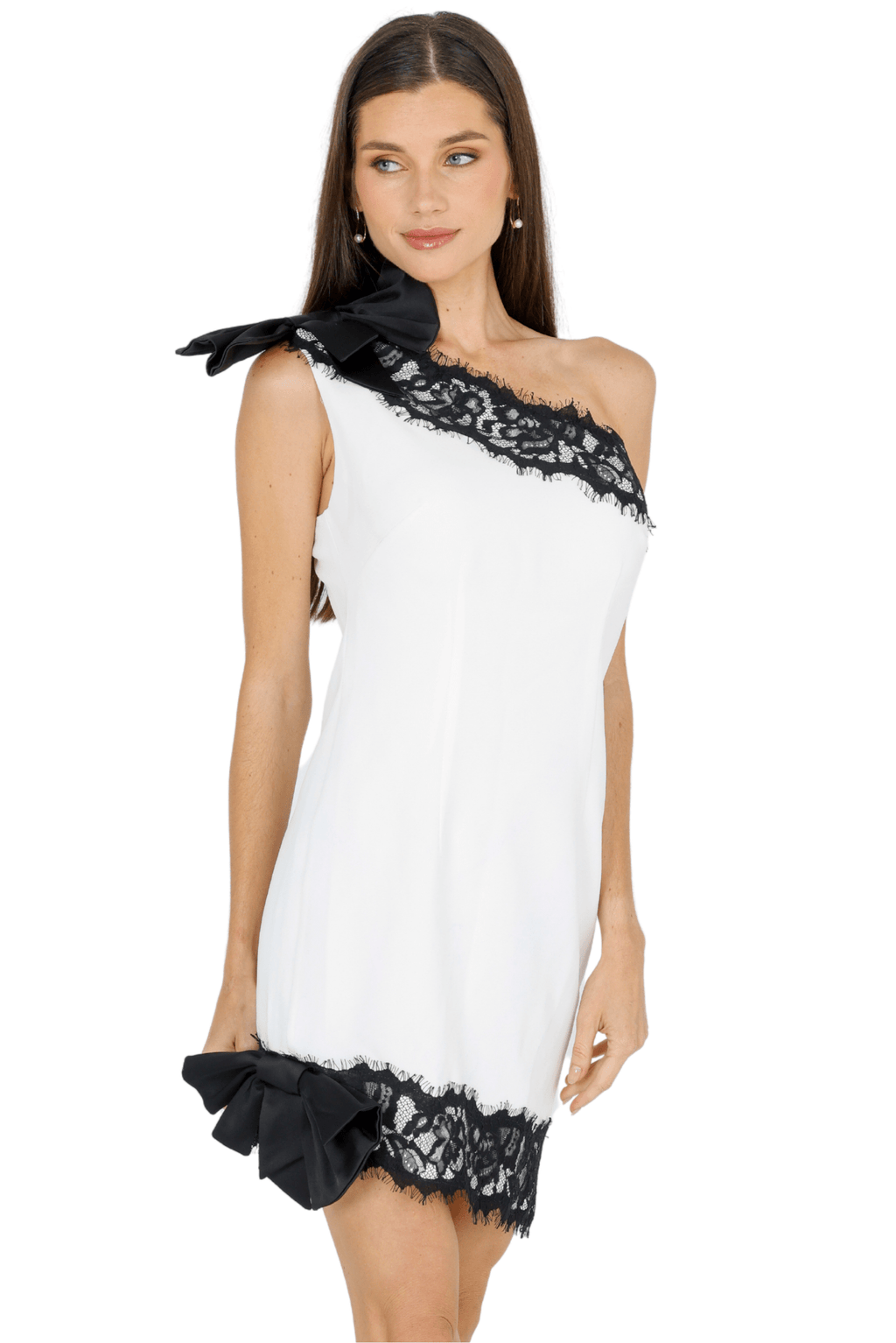 Zeena One Shoulder Lace Mini Dress Akalia
